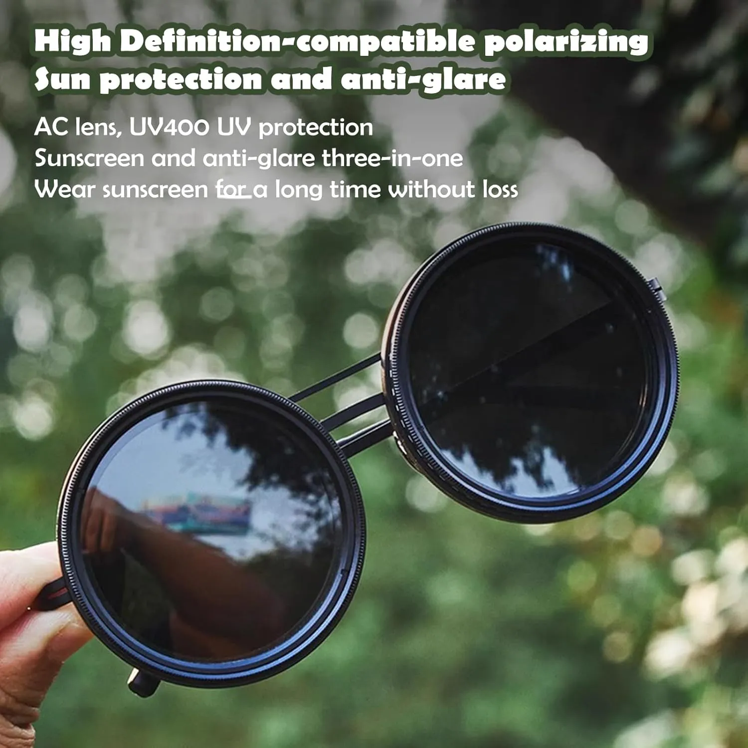 Adjustable Tint Sunglasses, 1-9 Gears Rounded Polarized Glasses with ND Filter Lenses, for Men Beach Shady Fishing Driving