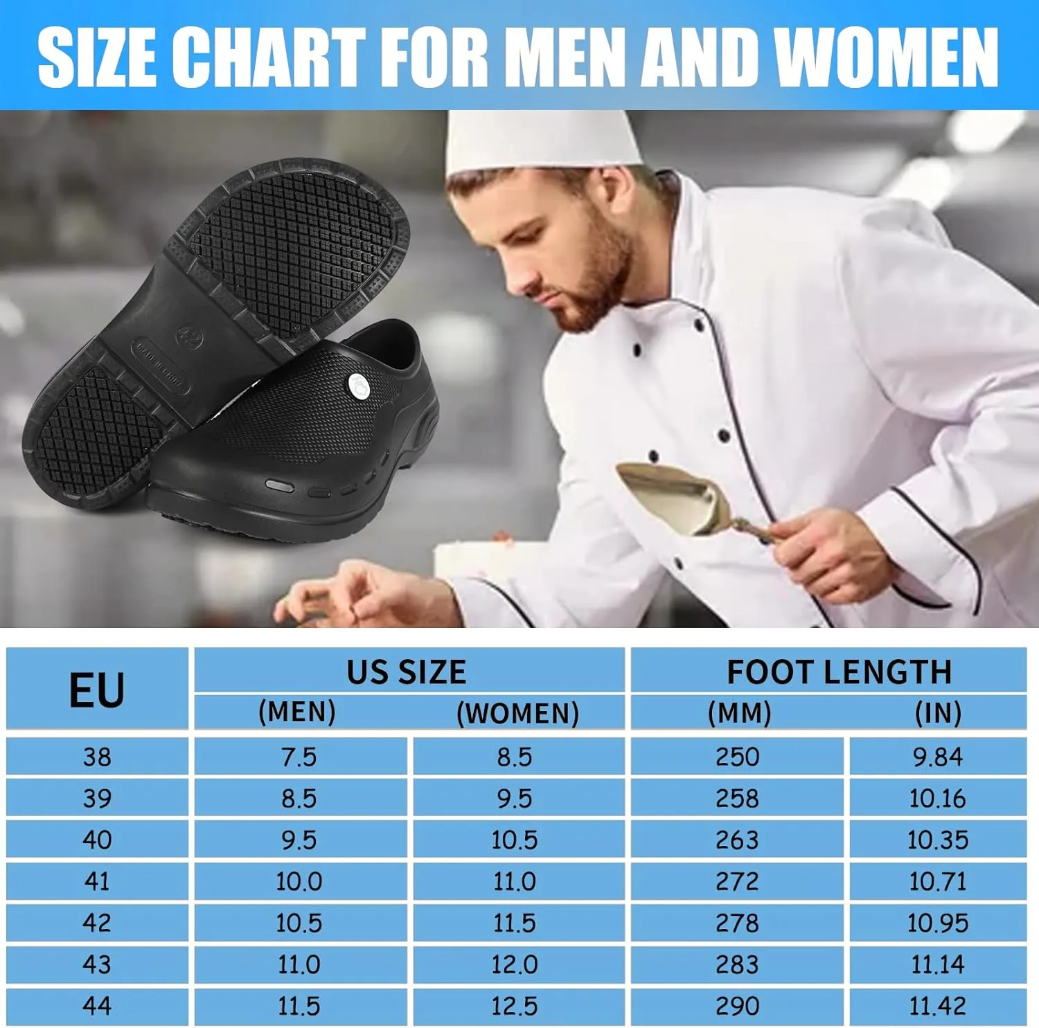 Chef Shoes for Men Non Slip Nursing Clogs Food Service Water Proof Oil Resistant Work Shoes for Kitchen Garden Restaurant Indoor Outdoor Unisex Shoes
