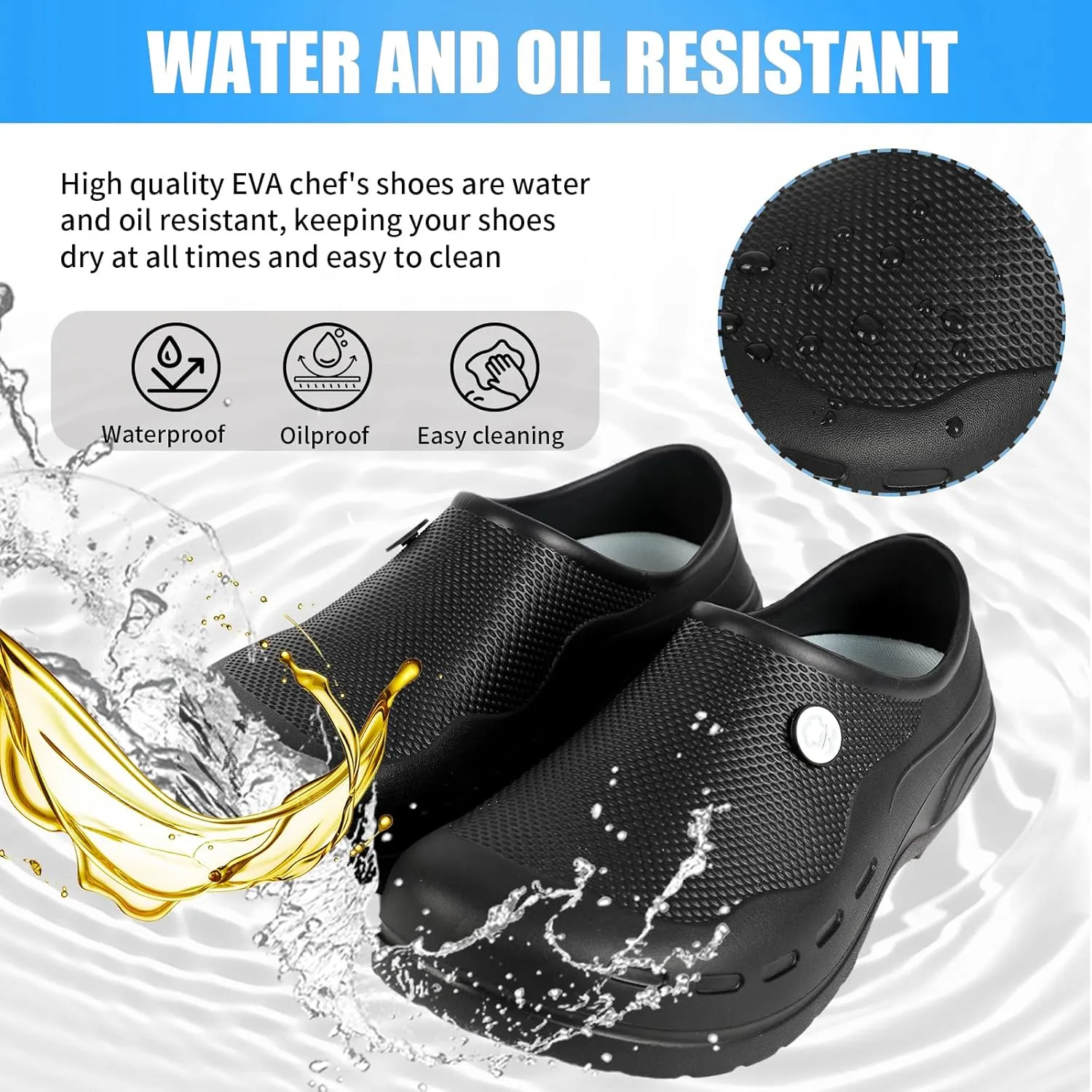 Chef Shoes for Men Non Slip Nursing Clogs Food Service Water Proof Oil Resistant Work Shoes for Kitchen Garden Restaurant Indoor Outdoor Unisex Shoes