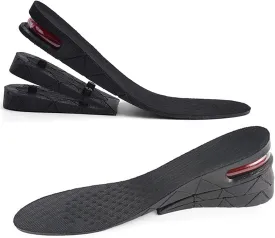 Height Increase Insoles 3 Layers, 1.2 to 2.4 Inches, Universal Breathable Non-Slip Shoe Lift Inserts, Variable Height Increasing Heel Protector Pads with Air Cushion for Women and Men, 1 Pair. (Black)