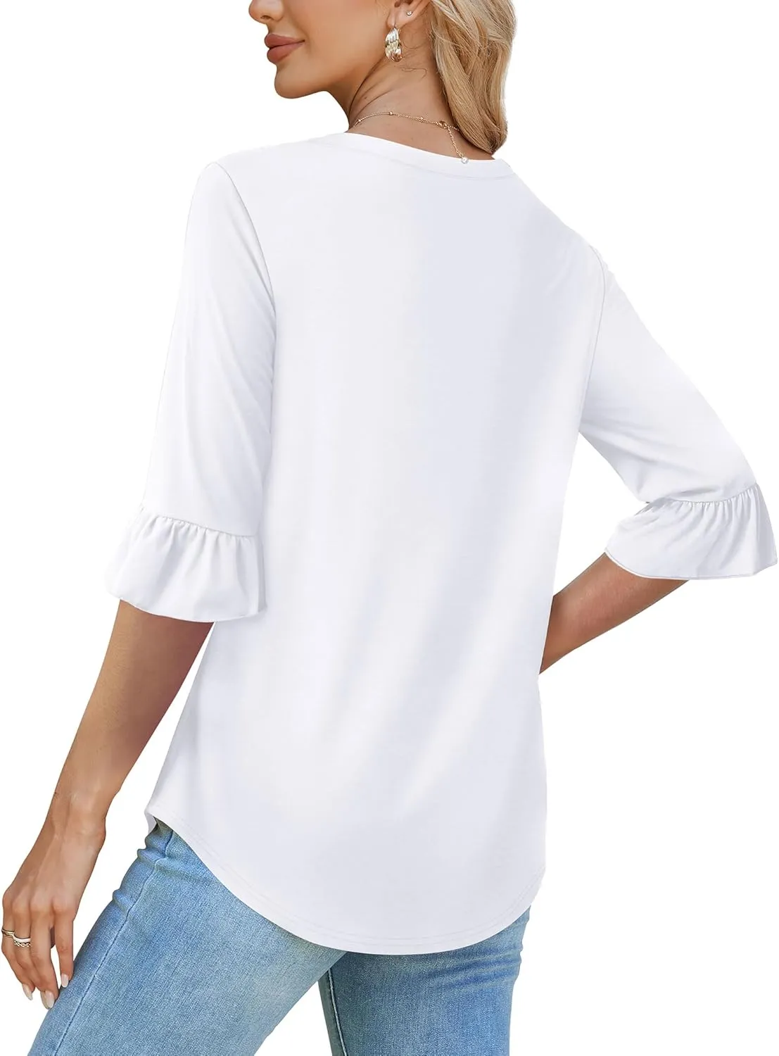 SAMPEEL 3/4 Length Sleeves Womens Tops Blouses for Women Dressy Casual Tops Trendy Summer Shirts Spring Clothes 2025