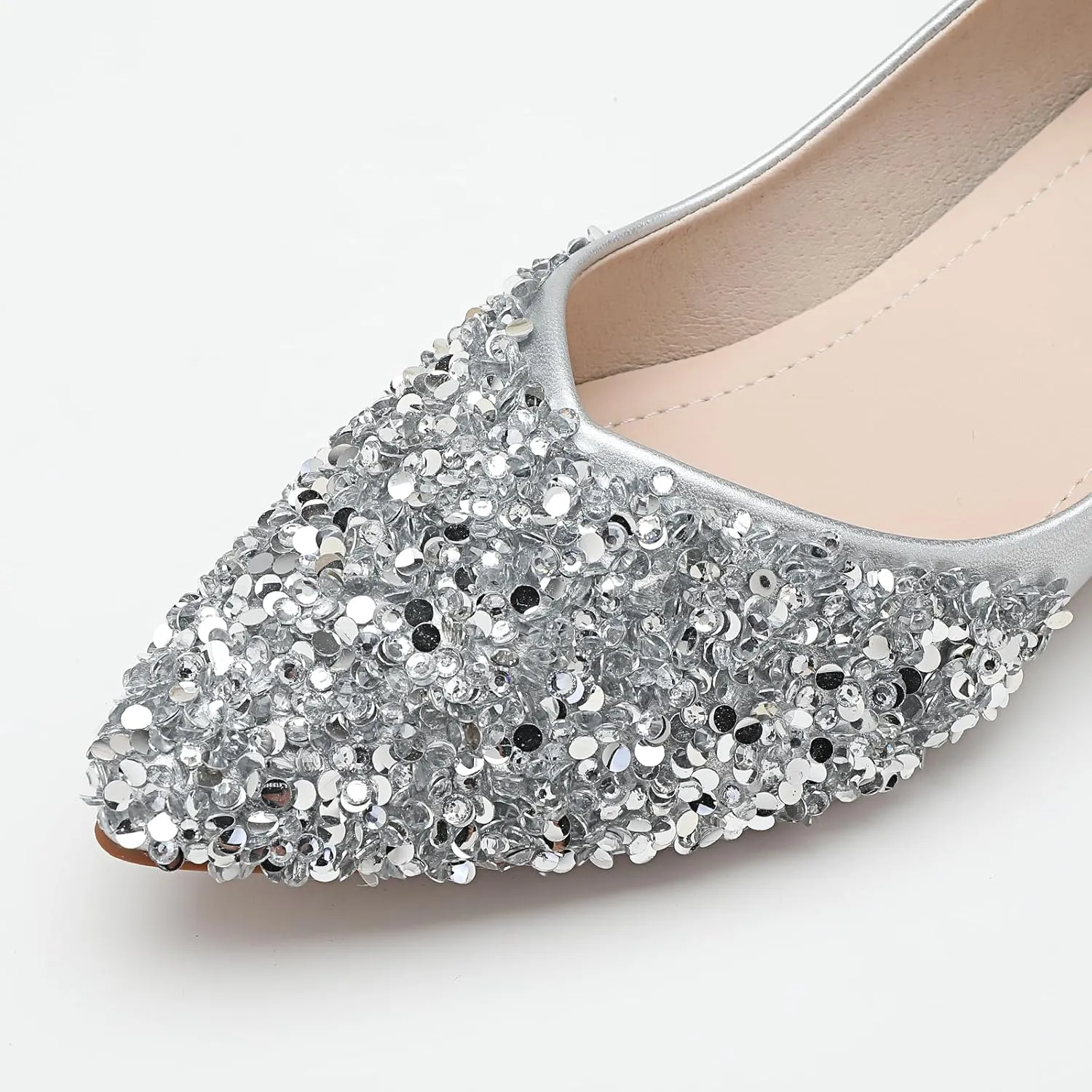 Women's Pumps, Closed Toe Chunky Heels for Women, Comfortable Work Pumps Shoes, Pointed Toe Rhinestones Dress Wedding Pumps for Women