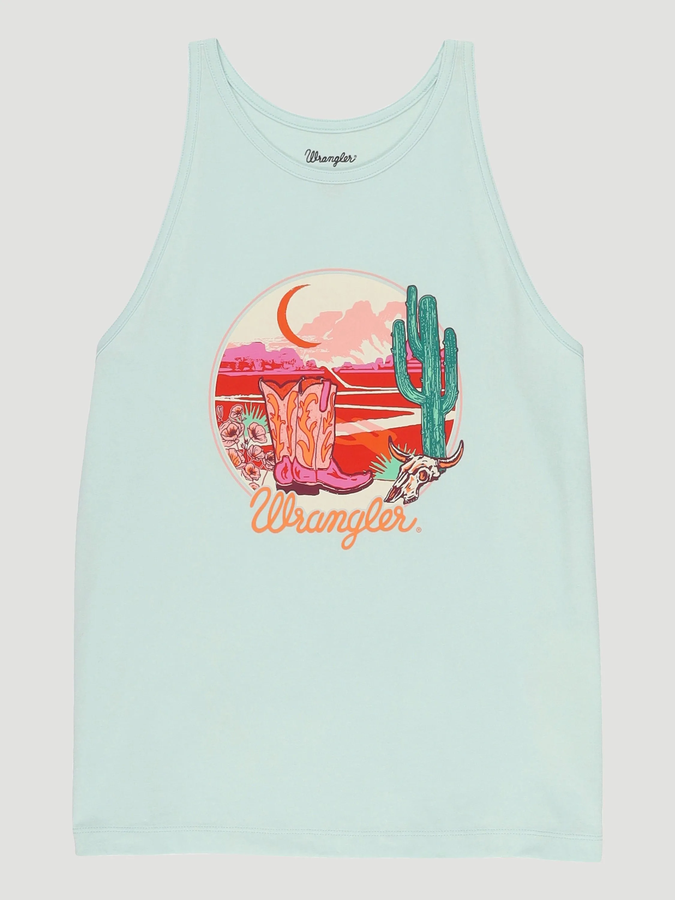 Wrangler Women's Blue Opal Cowgirl Boots Sunset Goddess Sleeveless Tank 112330045